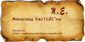 Matecsny Emiliána névjegykártya